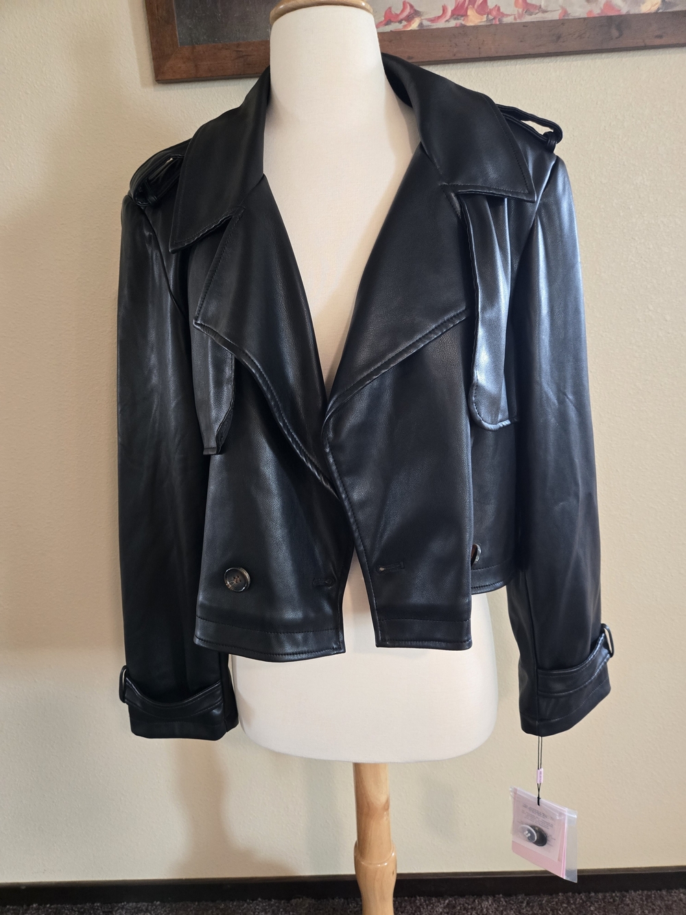 Avec Les Filles Black Faux Leather Anthropologie Jacket